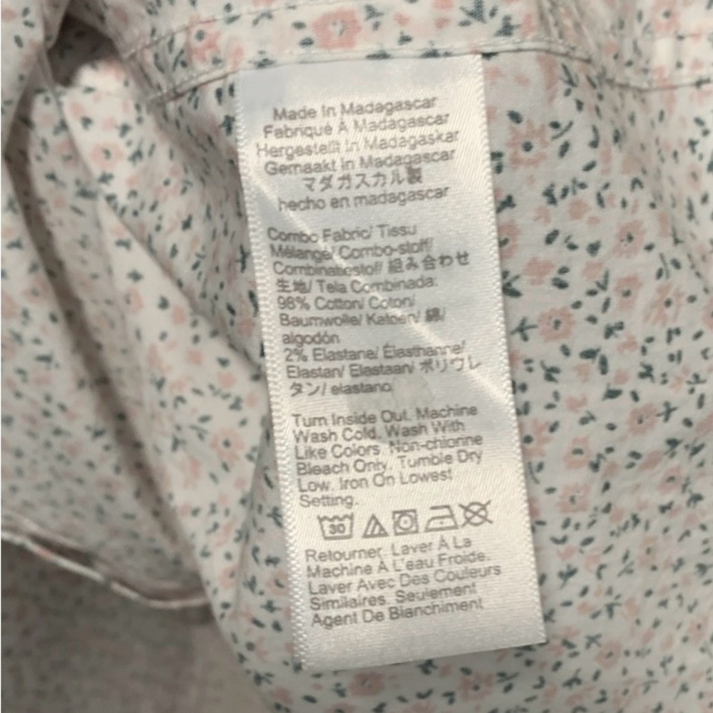 J. Crew Men's XXL 98% Cotton White Subtle Floral Button Up Shirt Slim Fit - Picture 4 of 8